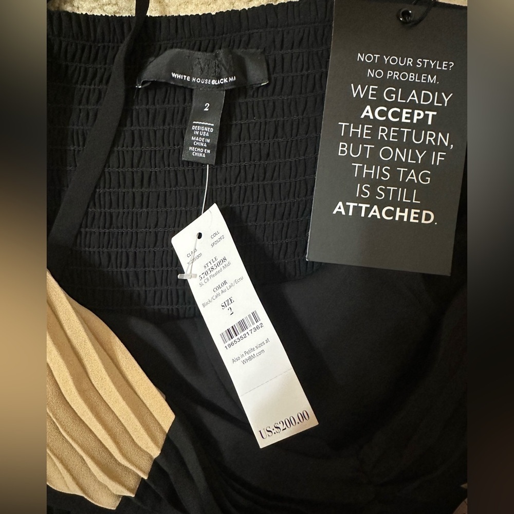 White House Black Market Colorblock Pleated Midi Dress Size 2 NWT - Picture 12 of 13